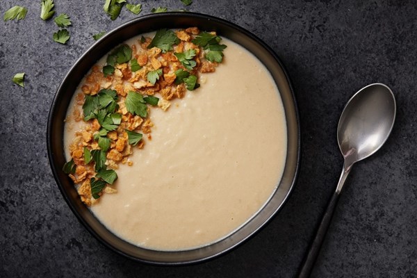 Creamy celery root soup with tahini