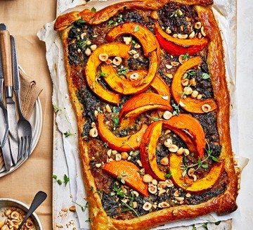 Creamy chard, squash & cheese tart