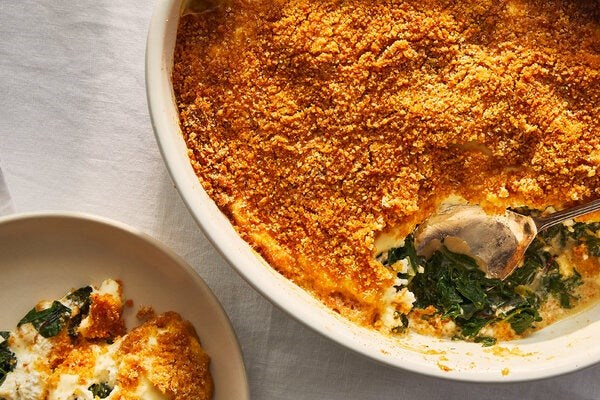 Creamy chard with ricotta, Parmesan and bread crumbs