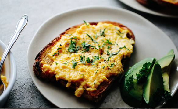 Creamy, cheesy scrambled eggs
