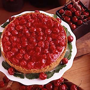 Creamy cherry cheesecake