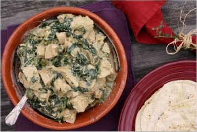 Creamy chicken & spinach with roasted poblanos
