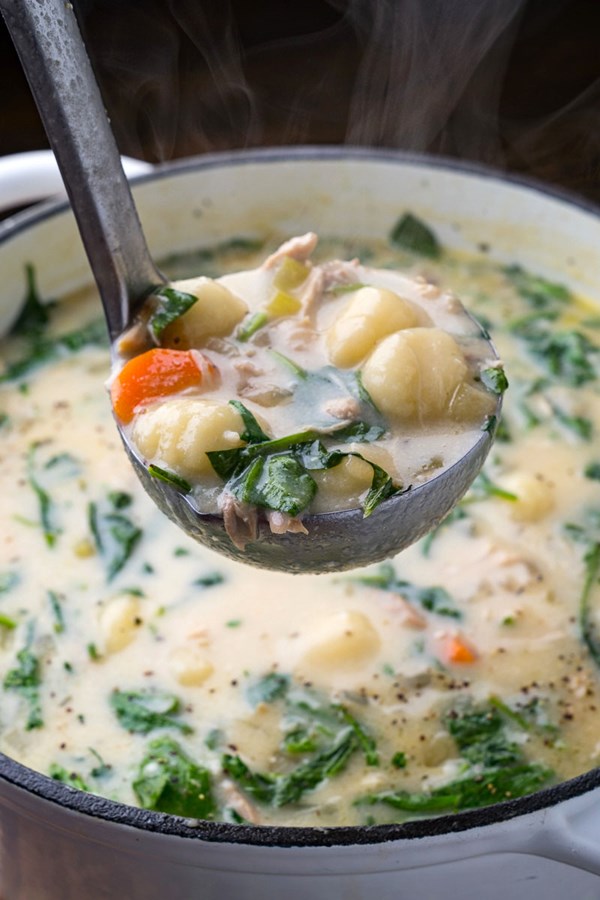 Creamy chicken and gnocchi soup