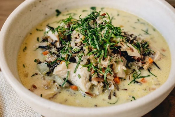 Creamy chicken and wild rice soup