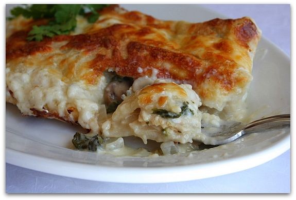 Creamy chicken, spinach & mushroom enchiladas