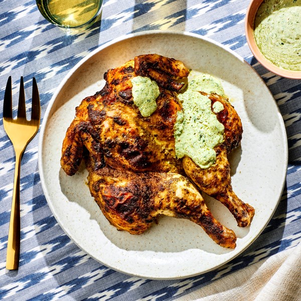 Creamy chimichurri roast chicken 