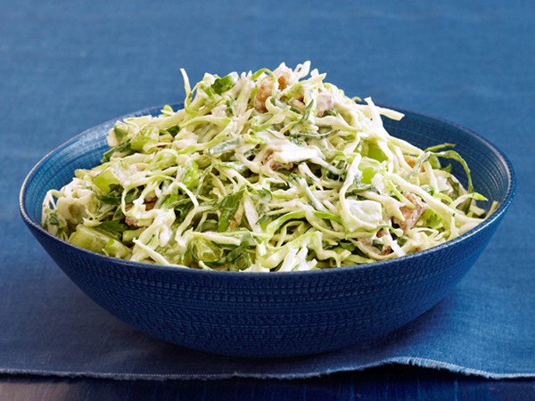 Creamy coleslaw with grapes and walnuts