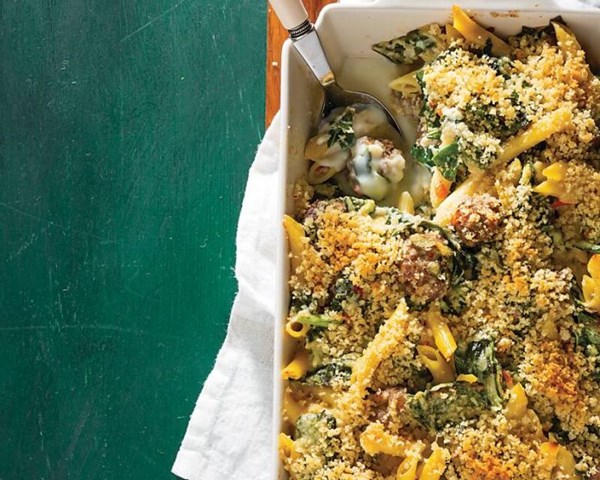 Creamy collards and sausage bake