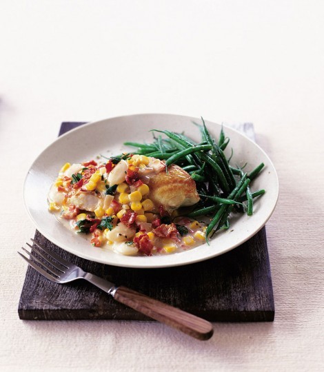 Creamy corn and butter bean chicken