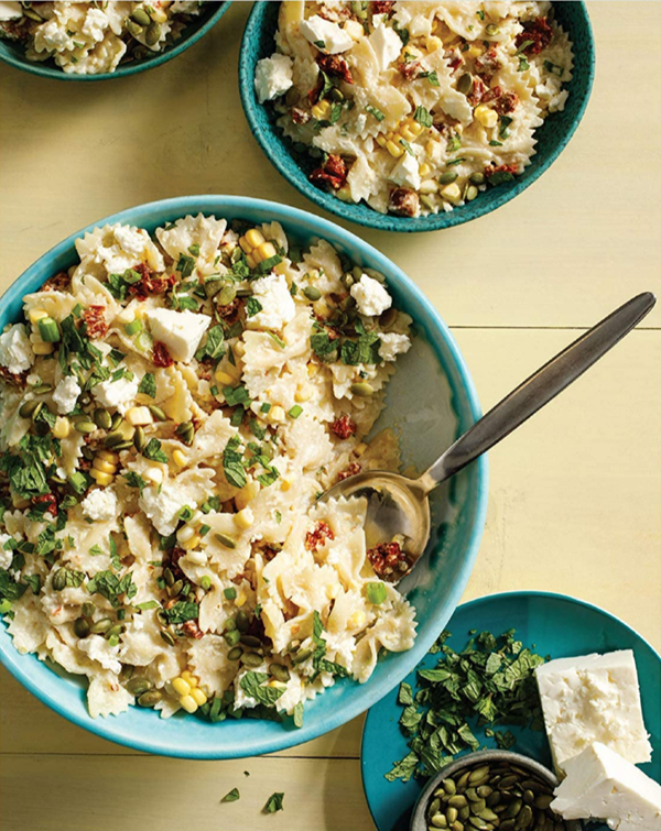 Creamy corn farfalle salad