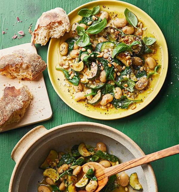 Creamy courgette and butter bean braise