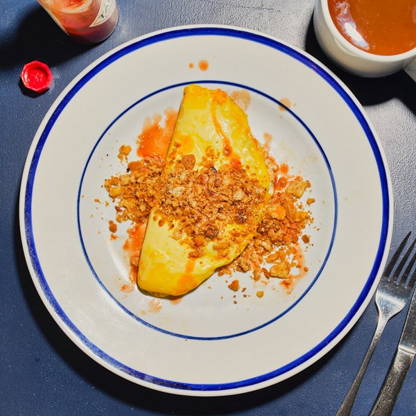 Creamy crab and Boursin omelet