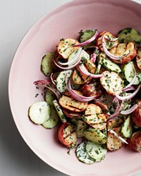 Creamy cucumber and grilled potato salad
