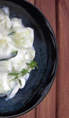 Creamy cucumber salad with thyme