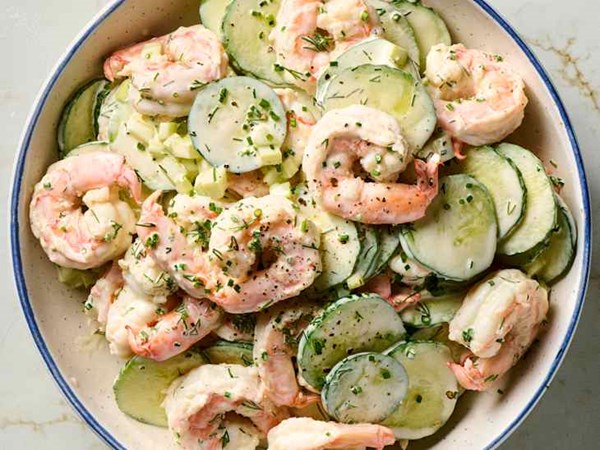 Creamy cucumber shrimp salad