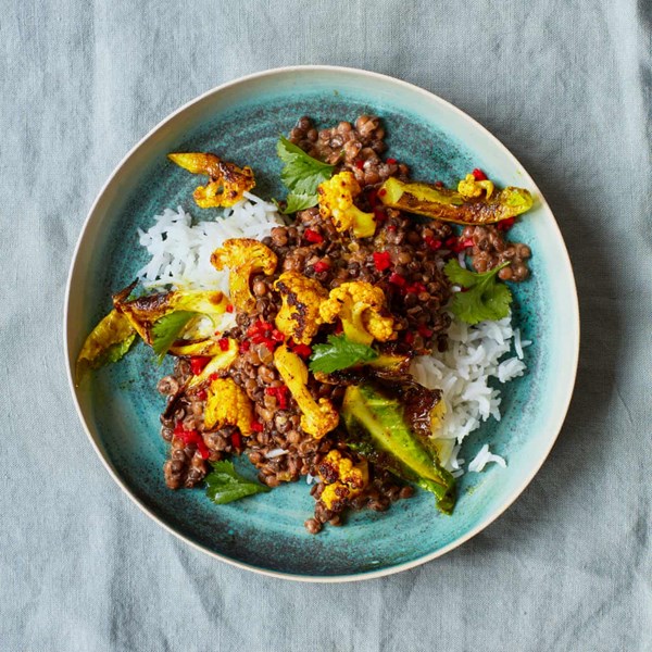 Creamy dal with turmeric-toasted cauliflower