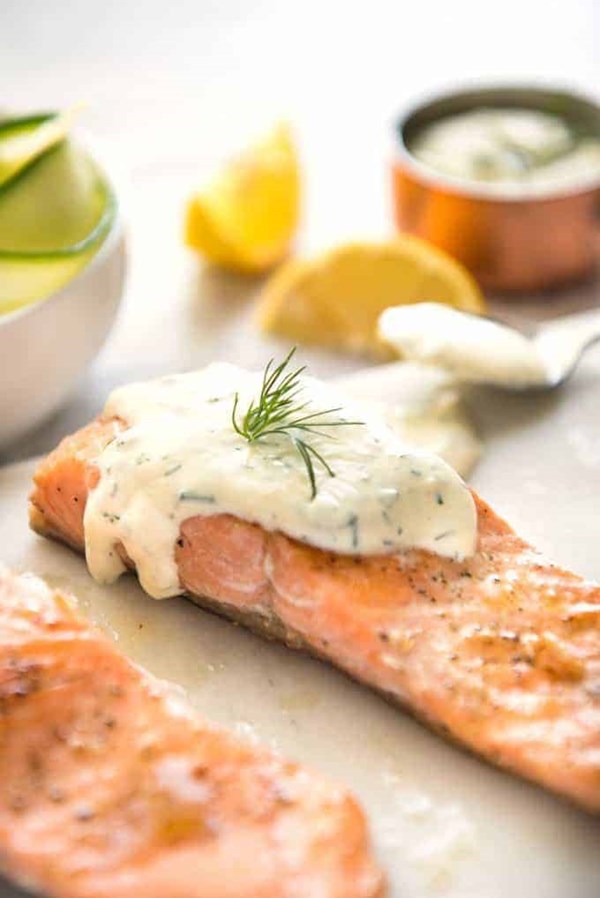 Creamy dill sauce for salmon or trout