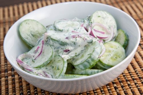 Creamy dilled cucumber salad