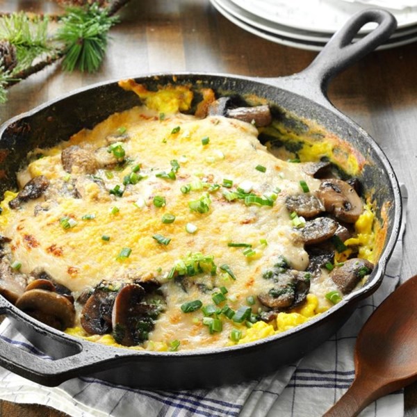 Creamy eggs & mushrooms au gratin