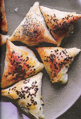 Creamy feta and caramelised leek filo borek