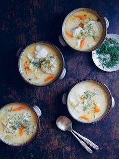 Creamy fish soup with parsley dumplings