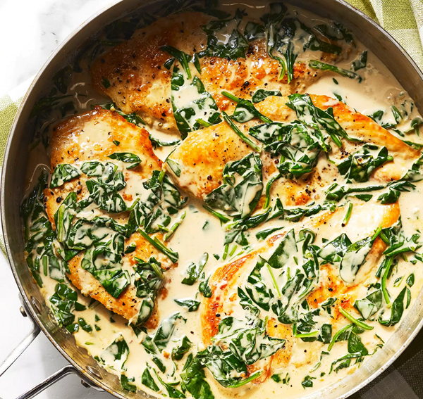 Creamy garlic skillet chicken with spinach