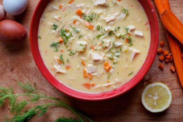 Creamy Greek noodle soup