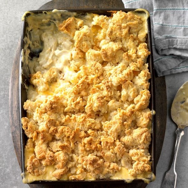 Creamy green chili chicken cobbler