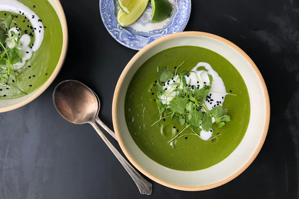 Creamy green mung bean soup with warming spices