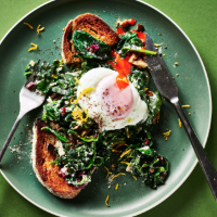 Creamy greens & eggs on toast