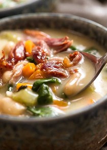 Creamy ham bone soup with beans