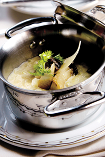 Creamy Idaho potato/leek risotto with porcini mushrooms & Parmigiano-Reggiano