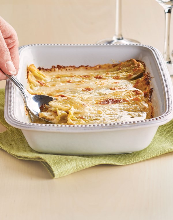 Creamy leek gratin with Parmesan