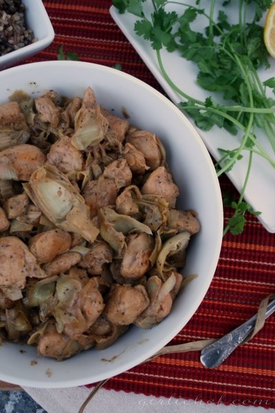 Creamy lemon-chicken with artichokes
