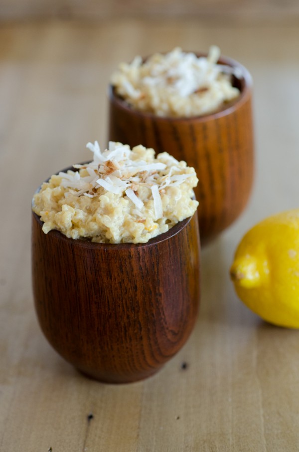 Creamy lemon-coconut quinoa pudding