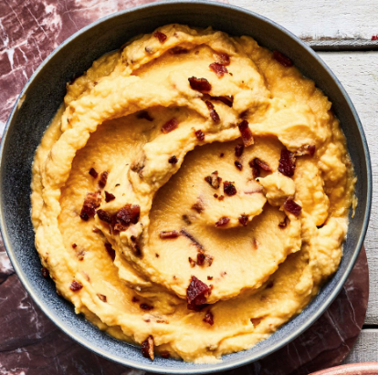 Creamy mashed rutabaga with bacon