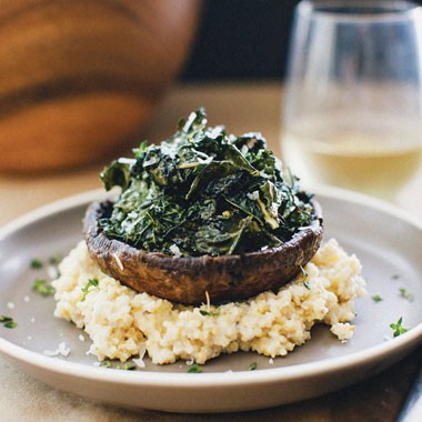Creamy millet with roasted portobellos