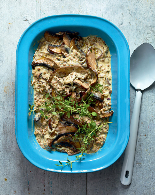 Creamy mushroom & lentil stew