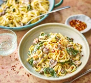 Creamy mushroom & spinach pasta