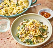 Creamy mushroom & spinach pasta