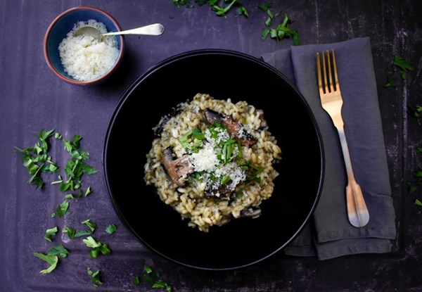 Creamy mushroom and leek risotto