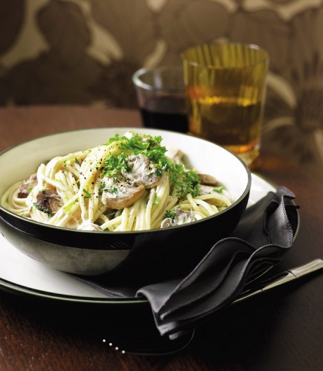 Creamy mushroom and lemon spaghetti