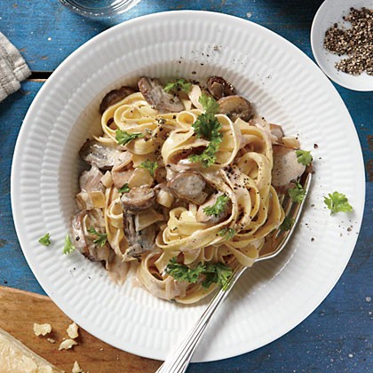 Creamy mushroom fettuccine