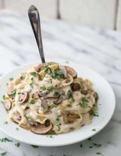 Creamy mushroom fettuccine Alfredo