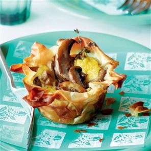 Creamy mushroom filo tartlets