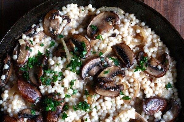 Creamy mushroom Israeli couscous