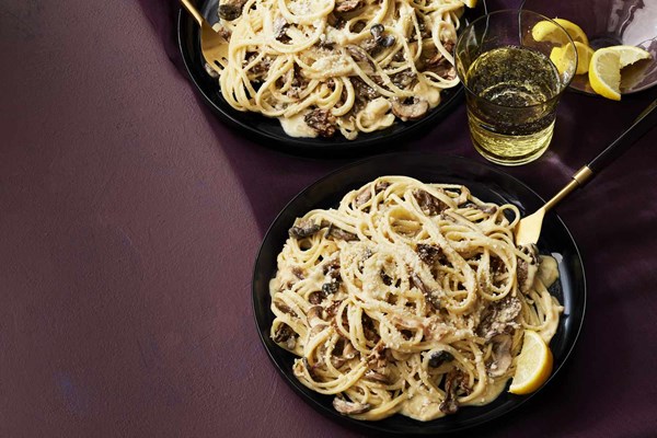Creamy mushroom pasta with garlic-miso butter