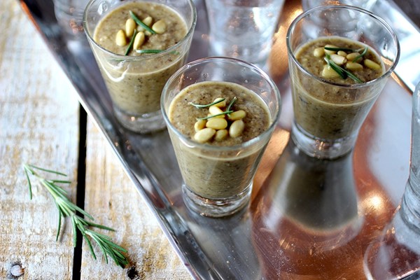 Creamy mushroom soup with pine nuts & truffle