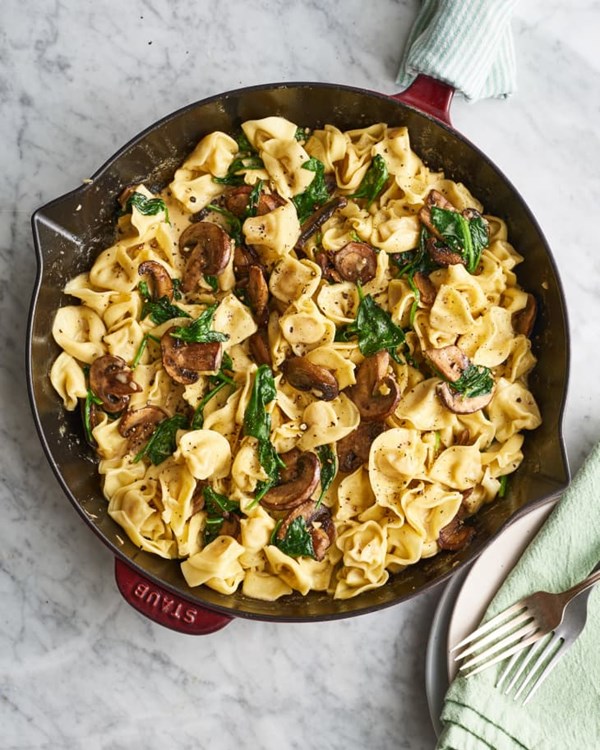 Creamy mushroom tortellini