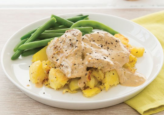 Creamy mustard and tarragon pork